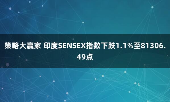 策略大赢家 印度SENSEX指数下跌1.1%至81306.49点